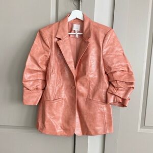 Cinq à Sept women’s Kylie faux leather blazer size 6 Salmon Peach
